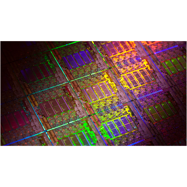 Close-up view of silicon chip.